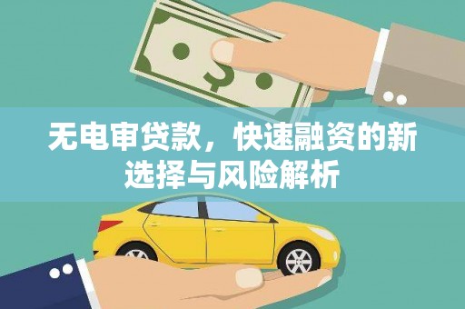 旬阳无电审贷款，快速融资的新选择与风险解析